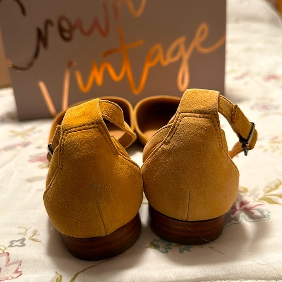 NWB Crown Vintage Evalinda yellow ankle strap cutout wedge shoes - Picture 6 of 8